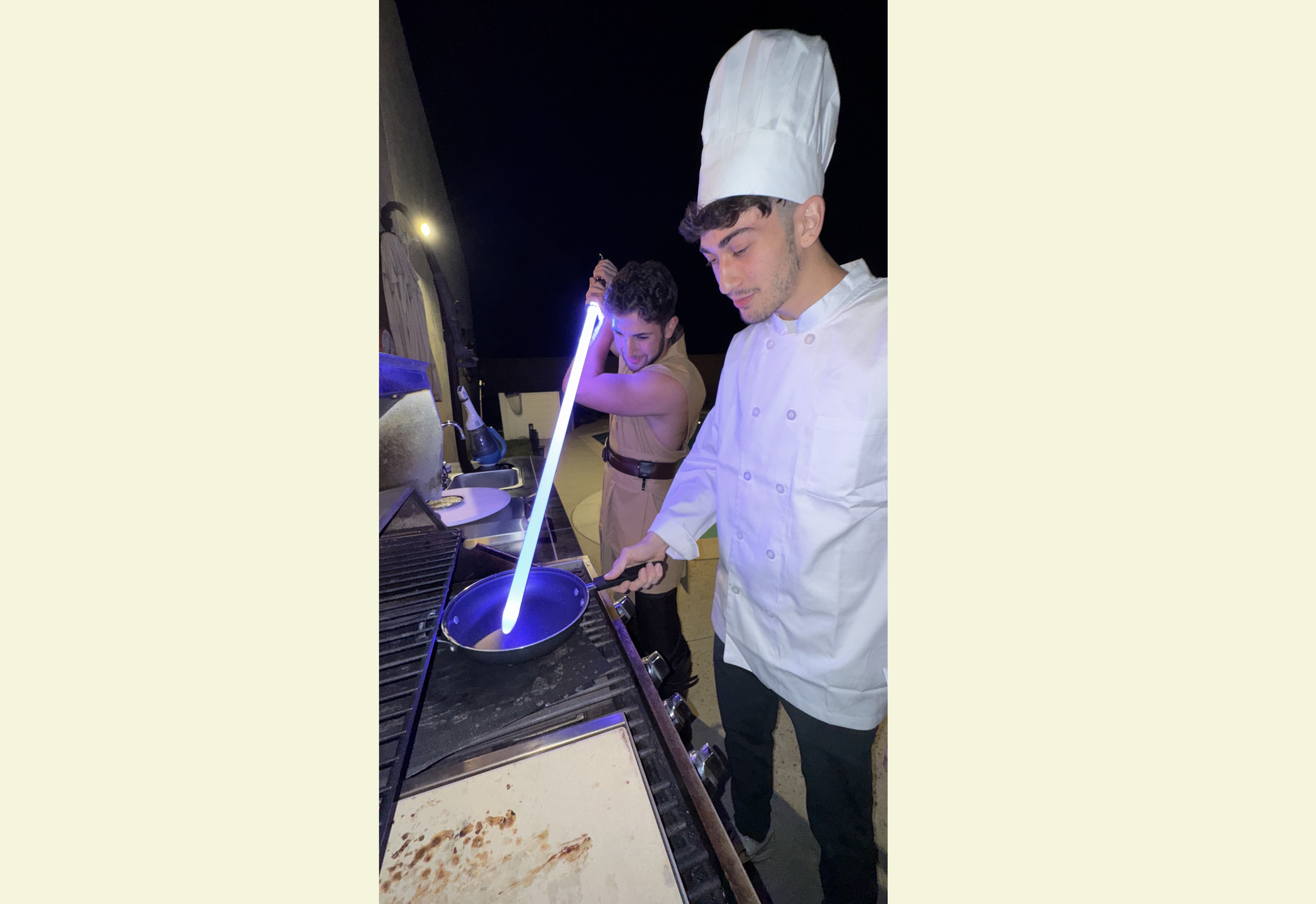 Me as a Jedi on Halloween with my roommate cooking it up